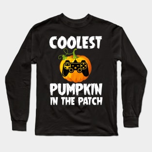 Coolest Pumpkin In Patch Video Gamer Halloween Costume Long Sleeve T-Shirt
